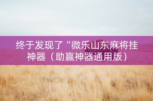 终于发现了“微乐山东麻将挂神器（助赢神器通用版）
