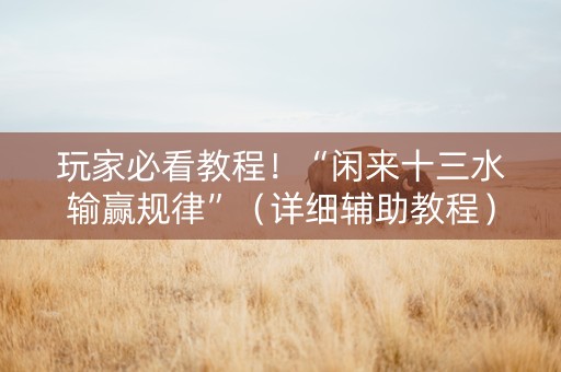 玩家必看教程！“闲来十三水输赢规律”（详细辅助教程）-哔哩哔哩