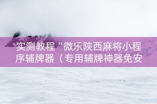 实测教程“微乐陕西麻将小程序辅牌器（专用辅牌神器免安装）