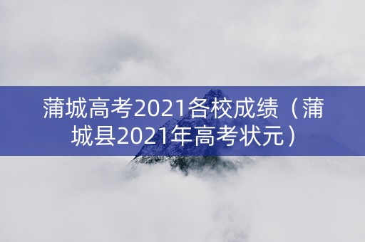 蒲城高考2021各校成绩（蒲城县2021年高考状元）