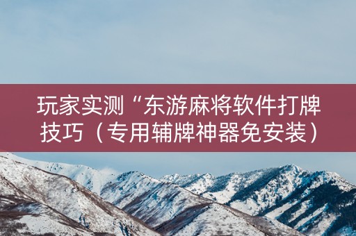 玩家实测“东游麻将软件打牌技巧（专用辅牌神器免安装）