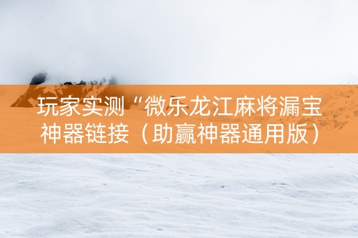 玩家实测“微乐龙江麻将漏宝神器链接（助赢神器通用版）