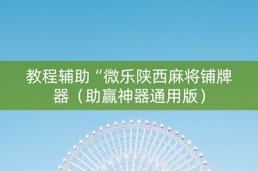 教程辅助“微乐陕西麻将铺牌器（助赢神器通用版）
