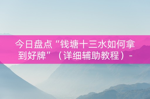 今日盘点“钱塘十三水如何拿到好牌”（详细辅助教程）-哔哩哔哩