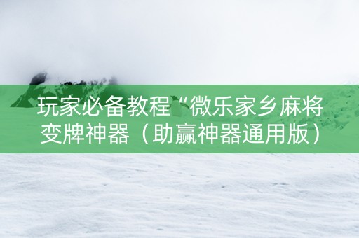 玩家必备教程“微乐家乡麻将变牌神器（助赢神器通用版）