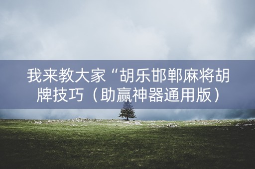我来教大家“胡乐邯郸麻将胡牌技巧（助赢神器通用版）