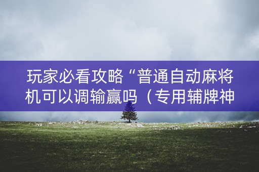 玩家必看攻略“普通自动麻将机可以调输赢吗（专用辅牌神器免安装）