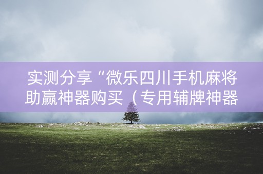 实测分享“微乐四川手机麻将助赢神器购买（专用辅牌神器免安装）