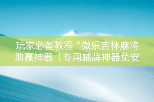 玩家必备教程“微乐吉林麻将助赢神器（专用辅牌神器免安装）