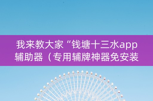 我来教大家“钱塘十三水app辅助器（专用辅牌神器免安装）