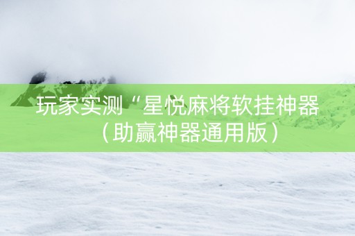 玩家实测“星悦麻将软挂神器（助赢神器通用版）