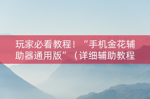 玩家必看教程！“手机金花辅助器通用版”（详细辅助教程）-哔哩哔哩