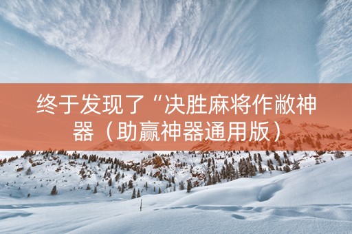 终于发现了“决胜麻将作敝神器（助赢神器通用版）