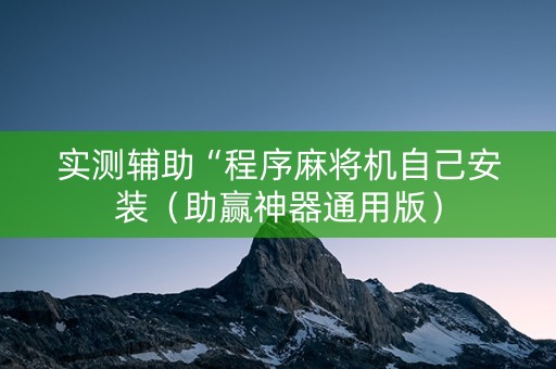 实测辅助“程序麻将机自己安装（助赢神器通用版）