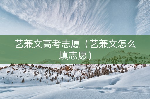 艺兼文高考志愿（艺兼文怎么填志愿）