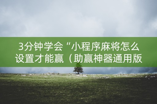 3分钟学会“小程序麻将怎么设置才能赢（助赢神器通用版）