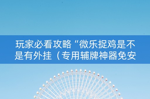 玩家必看攻略“微乐捉鸡是不是有外挂（专用辅牌神器免安装）