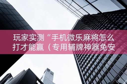 玩家实测“手机微乐麻将怎么打才能赢（专用辅牌神器免安装）