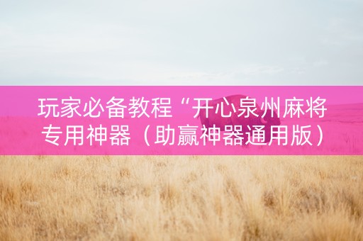 玩家必备教程“开心泉州麻将专用神器（助赢神器通用版）