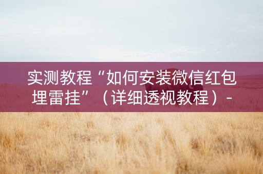 实测教程“如何安装微信红包埋雷挂”（详细透视教程）-哔哩哔哩