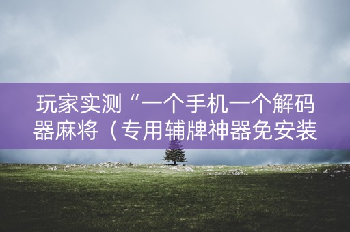 玩家实测“一个手机一个解码器麻将（专用辅牌神器免安装）
