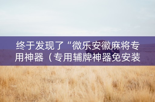 终于发现了“微乐安徽麻将专用神器（专用辅牌神器免安装）