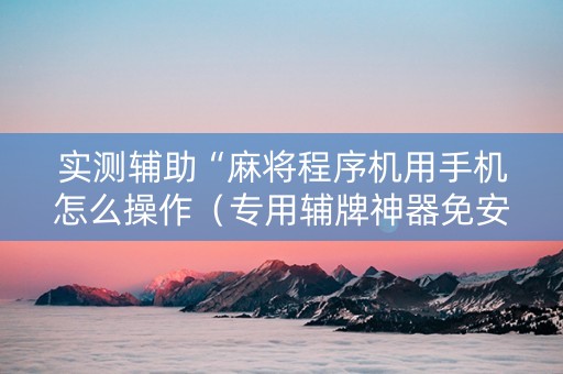 实测辅助“麻将程序机用手机怎么操作（专用辅牌神器免安装）