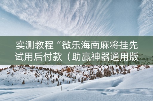 实测教程“微乐海南麻将挂先试用后付款（助赢神器通用版）