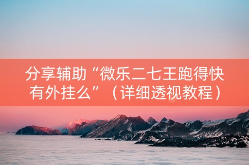分享辅助“微乐二七王跑得快有外挂么”（详细透视教程）-哔哩哔哩
