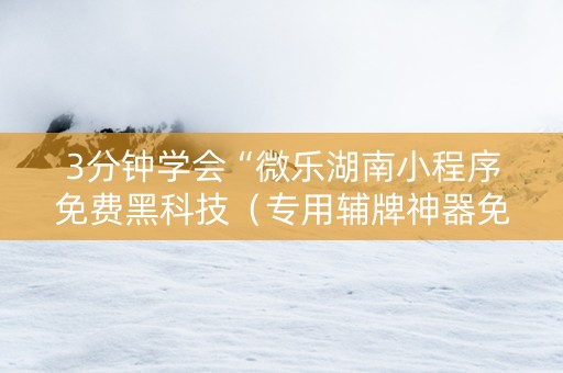 3分钟学会“微乐湖南小程序免费黑科技（专用辅牌神器免安装）