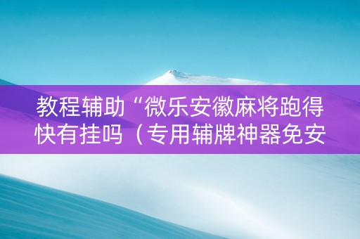 教程辅助“微乐安徽麻将跑得快有挂吗（专用辅牌神器免安装）