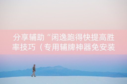 分享辅助“闲逸跑得快提高胜率技巧（专用辅牌神器免安装）