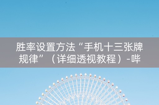 胜率设置方法“手机十三张牌规律”（详细透视教程）-哔哩哔哩