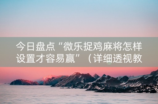 今日盘点“微乐捉鸡麻将怎样设置才容易赢”（详细透视教程）-哔哩哔哩