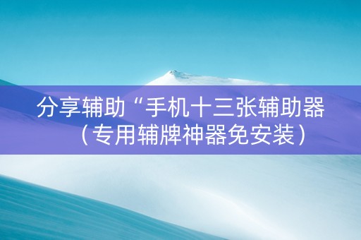 分享辅助“手机十三张辅助器（专用辅牌神器免安装）