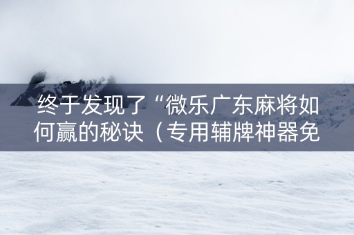 终于发现了“微乐广东麻将如何赢的秘诀（专用辅牌神器免安装）