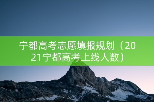 宁都高考志愿填报规划（2021宁都高考上线人数）