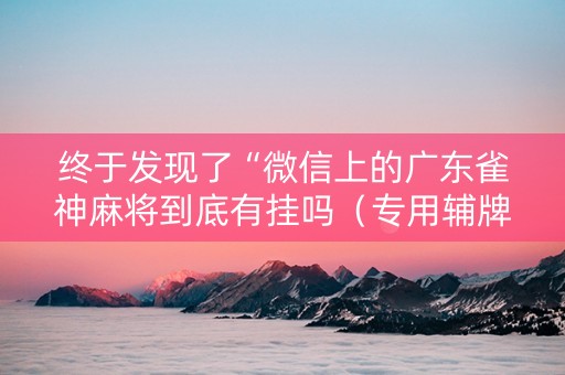 终于发现了“微信上的广东雀神麻将到底有挂吗（专用辅牌神器免安装）