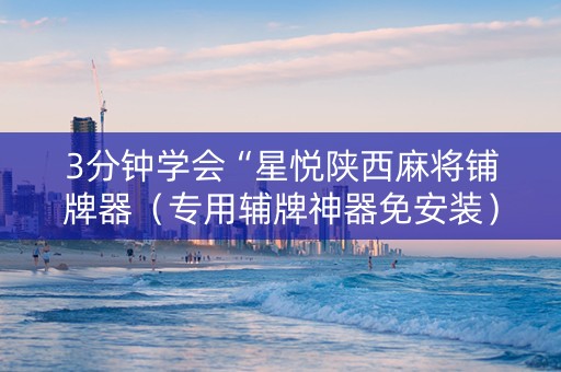3分钟学会“星悦陕西麻将铺牌器（专用辅牌神器免安装）