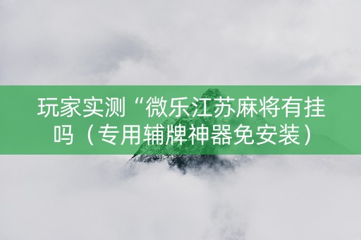 玩家实测“微乐江苏麻将有挂吗（专用辅牌神器免安装）