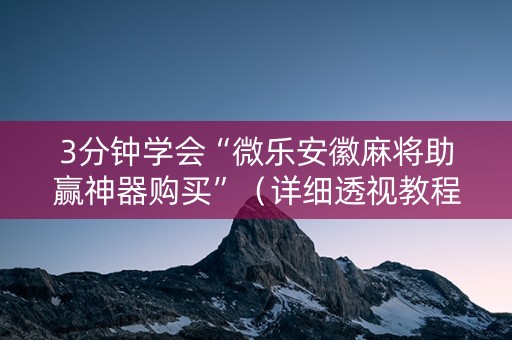 3分钟学会“微乐安徽麻将助赢神器购买”（详细透视教程）-哔哩哔哩