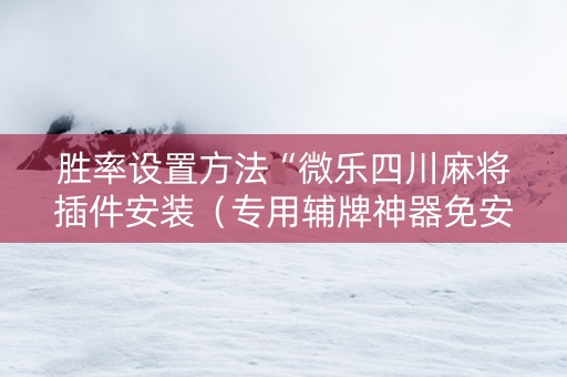 胜率设置方法“微乐四川麻将插件安装（专用辅牌神器免安装）