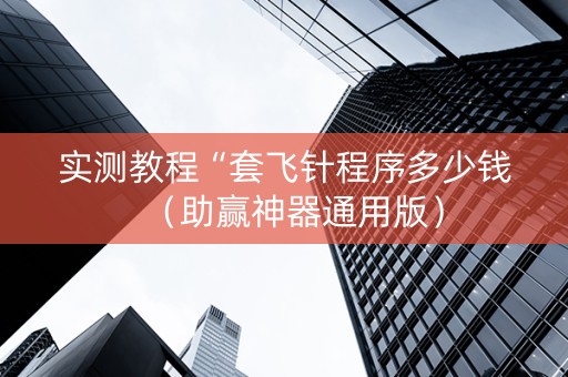 实测教程“套飞针程序多少钱（助赢神器通用版）
