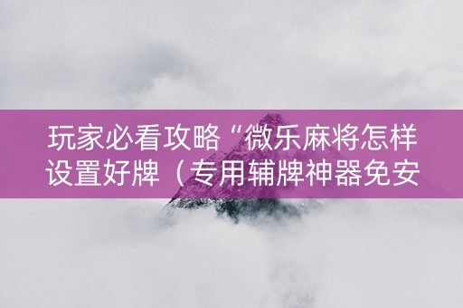 玩家必看攻略“微乐麻将怎样设置好牌（专用辅牌神器免安装）