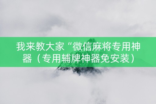 我来教大家“微信麻将专用神器（专用辅牌神器免安装）