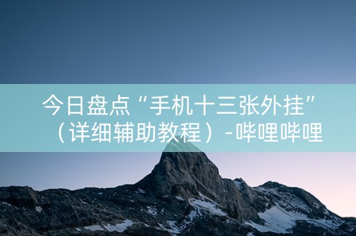 今日盘点“手机十三张外挂”（详细辅助教程）-哔哩哔哩
