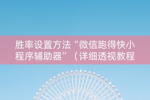 胜率设置方法“微信跑得快小程序辅助器”（详细透视教程）-哔哩哔哩
