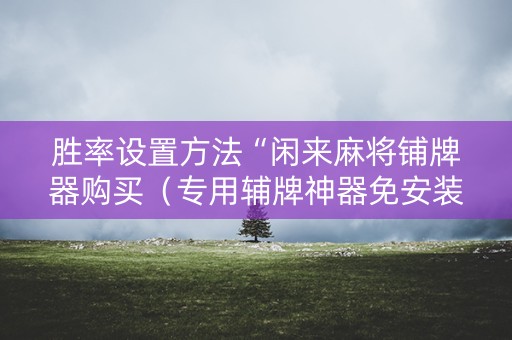 胜率设置方法“闲来麻将铺牌器购买（专用辅牌神器免安装）
