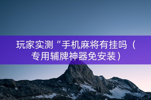 玩家实测“手机麻将有挂吗（专用辅牌神器免安装）