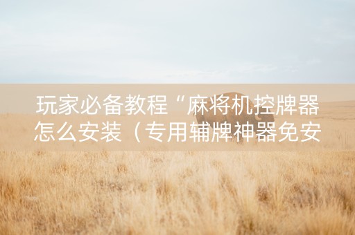 玩家必备教程“麻将机控牌器怎么安装（专用辅牌神器免安装）